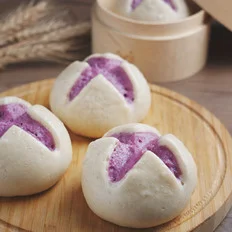 紫薯花开馒头的做法-甜味蒸菜谱