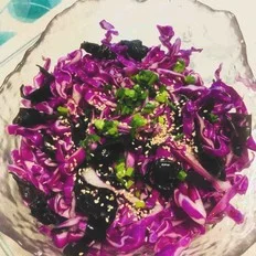 木耳拌紫甘蓝的做法-酸甜味拌菜谱