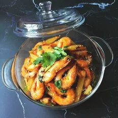干锅土豆虾的做法-香辣味炒菜谱