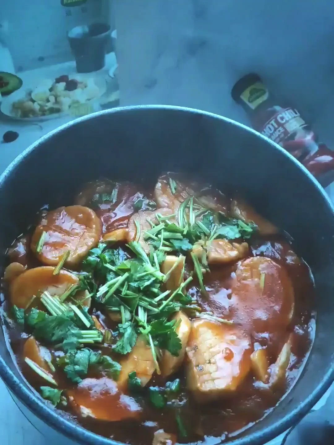 番茄辣酱杏鲍菇的做法-酸辣味煎菜谱