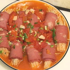 培根金针菇西红柿汤的做法-家常味煮菜谱