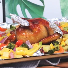 五彩斑斓 脆皮烤鸡的做法-其它口味烤菜谱